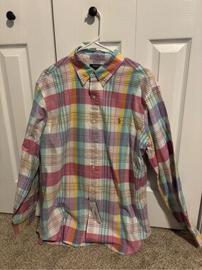 Ralph Lauren Pastel Multicolor Plaid Button-Down Shirt